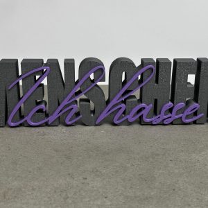 Schriftzug "Ich hasse Menschen" | viele Farben | Deko | 3D